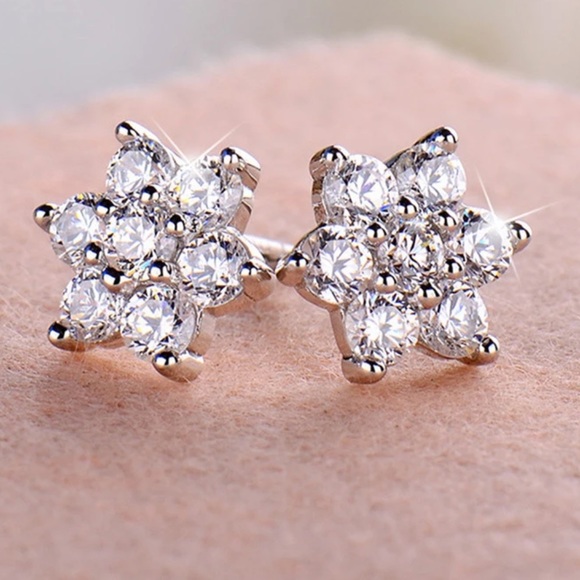 Sterling Silver 925 CZ Stud Earrings - Picture 2 of 5